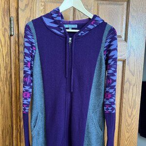 Title Nine Tunic Sweater Dress Merino Wool Purple Grey Size M